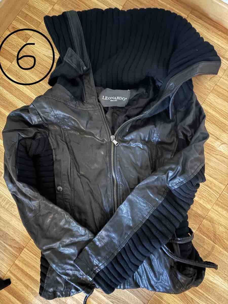 Jacken: Leonardo Leather Jacket with Hood, Black, Acceptable – Gebraucht aus Glattpark (Opfikon) von als_c5q6