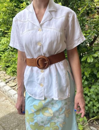 Giacca Camicia bianca in lino👌tgM/L-👌vacanze🌞