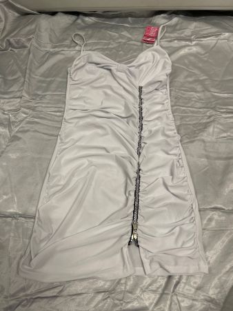 Minikleid mit Reißverschluss weiss Figurbetont Gr S NEU