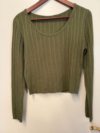 Grüner kurzer Baumwoll Pulli