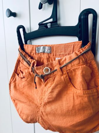 Zara, 80, kurze Hose, orange, leinen, Shorts