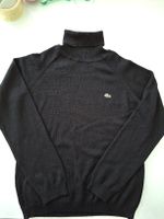 Pull Lacoste noir, col roulé, laine