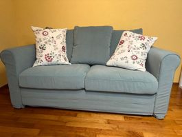 Ikea Sofa Grönlid + Fusshocker, hellgrün, sehr guter Zustand