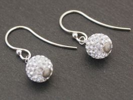 Strasskugel Ohrringe Sterling Silber, Ohrhänger neu handmade