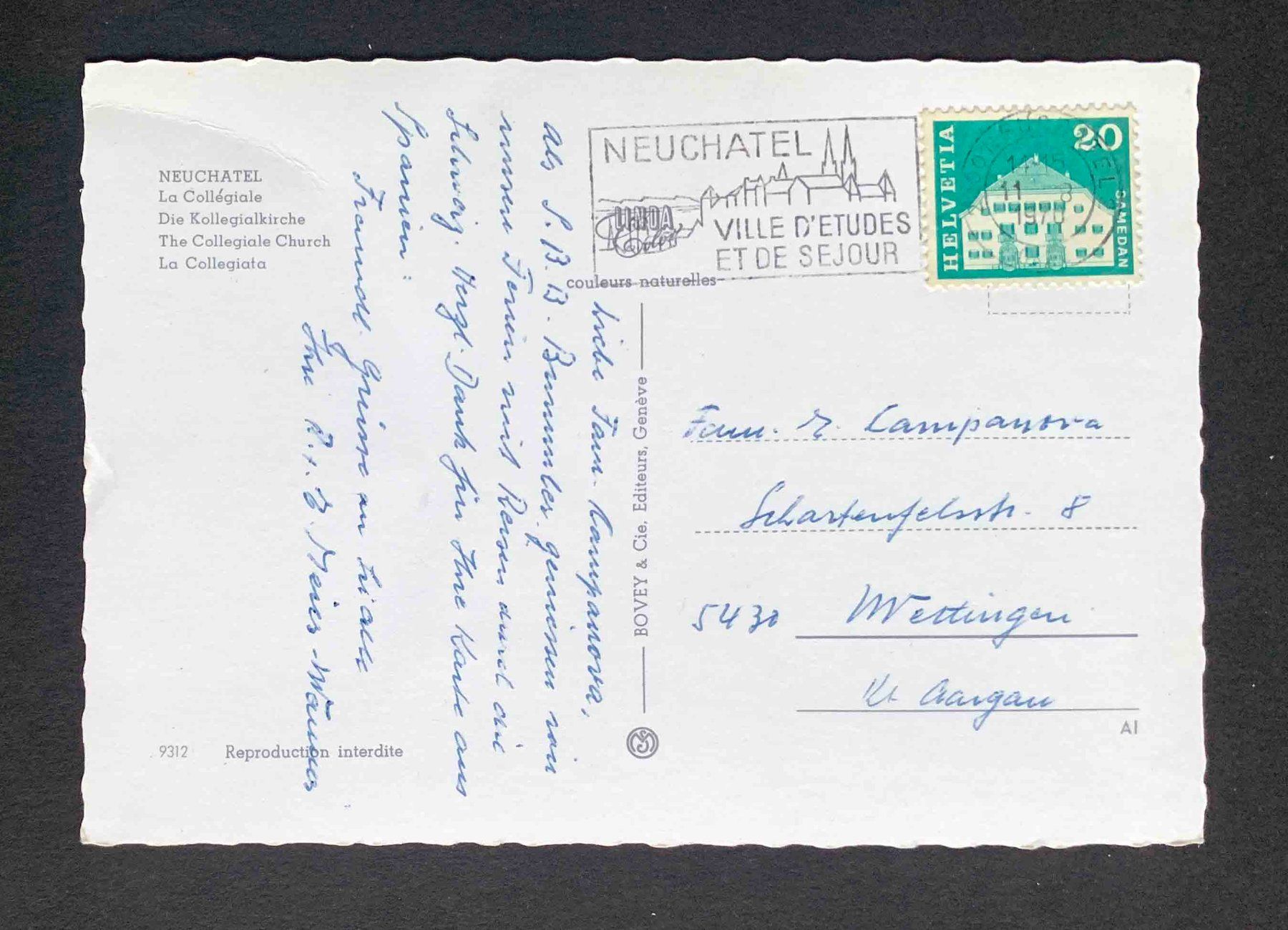 Cartoline postali: AK NEUCHATEL La Collegiale – Usato da Goldau venduto da artelier1 1