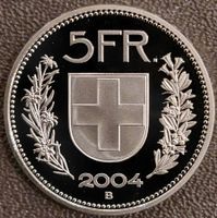 5 Franken Schweiz 2004 pp / aus Münzsatz/in einer Münzkapsel