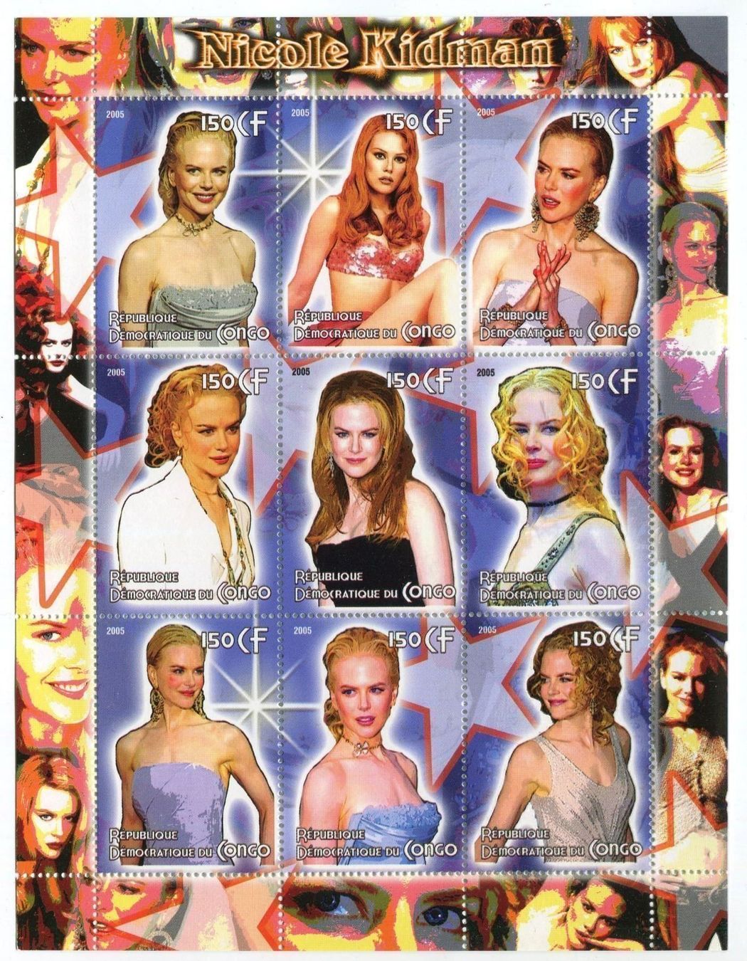 Tutti i francobolli: Block "Nicole Kidman". Kongo. – Nuovo e nell'imballaggio originale da Basel venduto da Butsch5