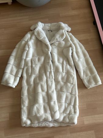 Flauschiger Faux fur Wintermantel, creme, Grösse M