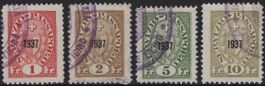 1 - 10 Fr. Fiskalmarken Serie 1937 vom Kanton TESSIN