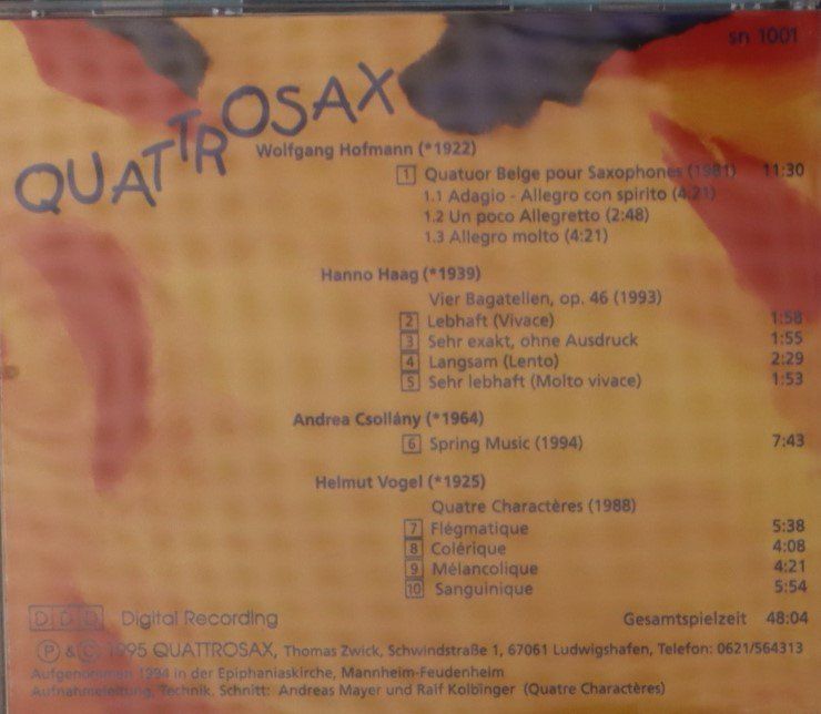 CD: Quattrosax – Usato da Luzern venduto da CONTENTI 2