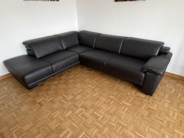 Schönes Ecksofa Leder schwarz