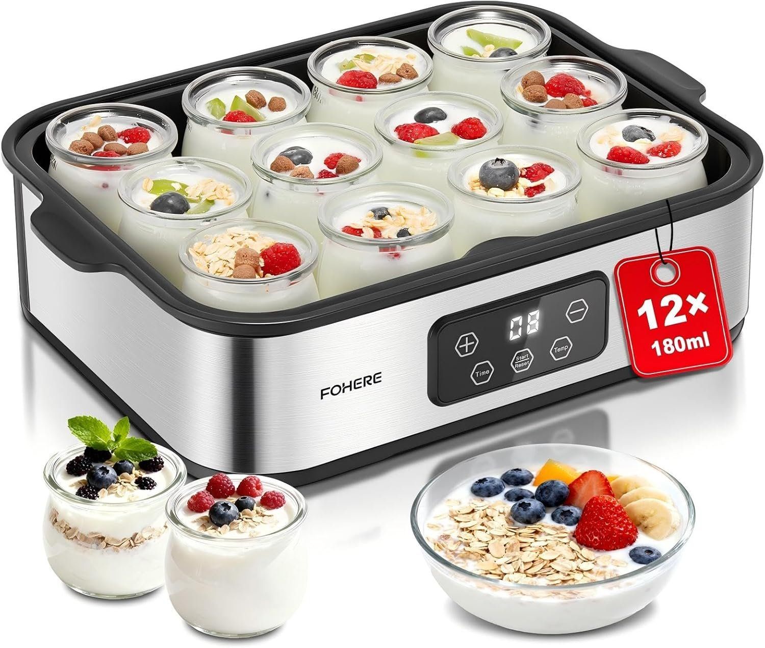 Elettrodomestici da cucina: Joghurtbereiter mit 8 Gläsern und Timerfunktion – Nuovo e nell'imballaggio originale da Herisau venduto da Senn24
