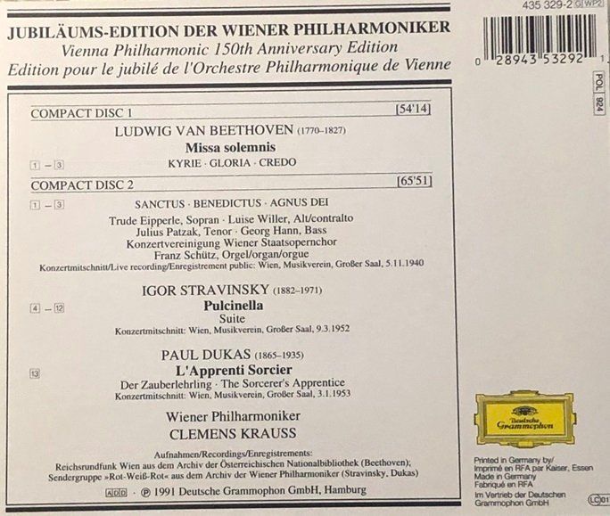 CD: Wiener Philharmoniker - Clemens Krauss – Usato da Grüningen venduto da azulblanco 1