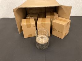 Restposten 12 Stück Windlicht aus Holz/ Rinde/ Glas