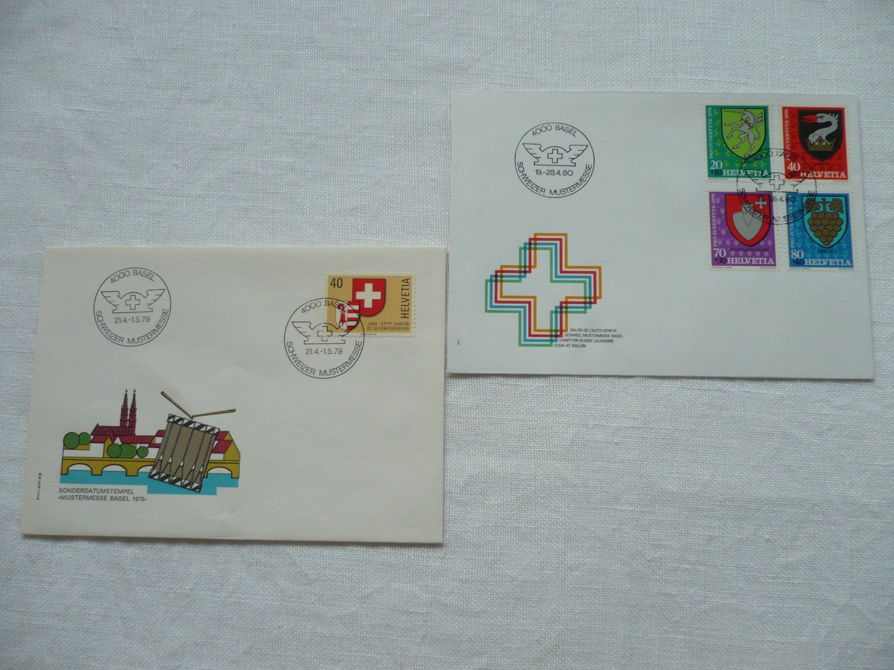 Alle Briefmarken: 1979 / 80 2 Belege MUBA – Gebraucht aus Zürich von saltandpepper008