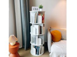 360° Drehbares Bücherregal, Standregal mit 4 Ebenen, weiss