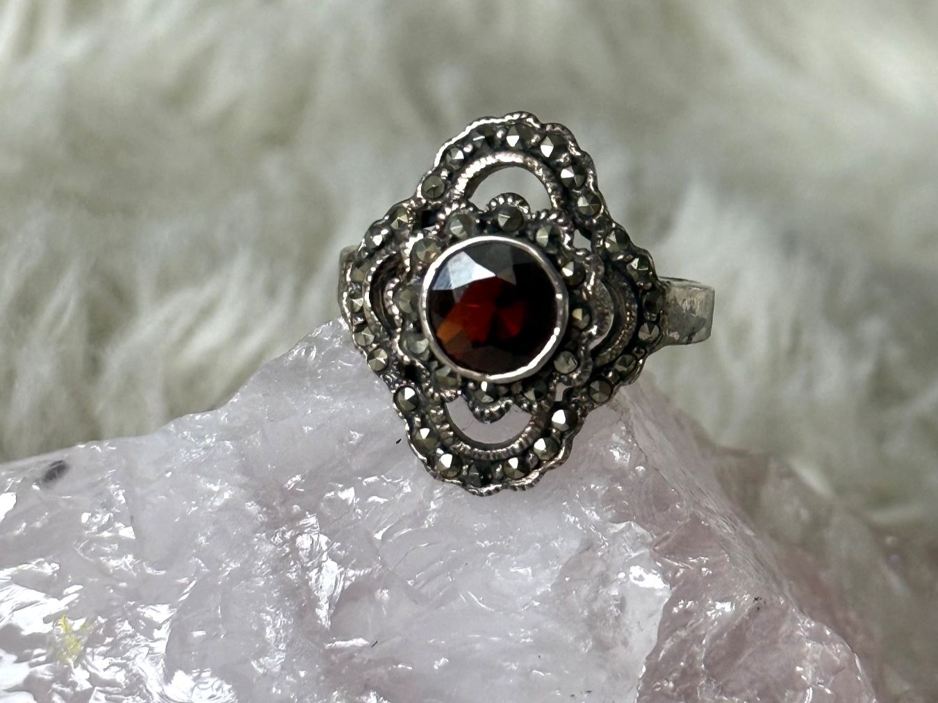 Anelli: Vintage Silberring 925 mit rotem Stein – Usato da Istighofen venduto da Ringparadies