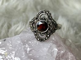 Vintage Silberring 925 mit rotem Stein