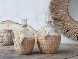 Chic Antique Flasche geflochten, Höhe 25 cm