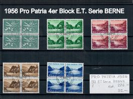 1956 Pro Patria 4er Block ET. Serie Berne V Stempel