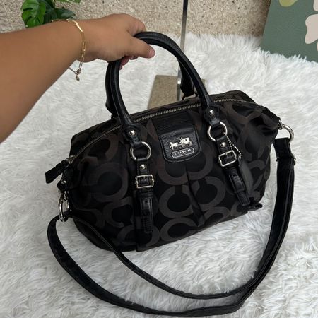 Handtasche Coach Hobo Bag braun/schwarz mit Logo-Print Gröss