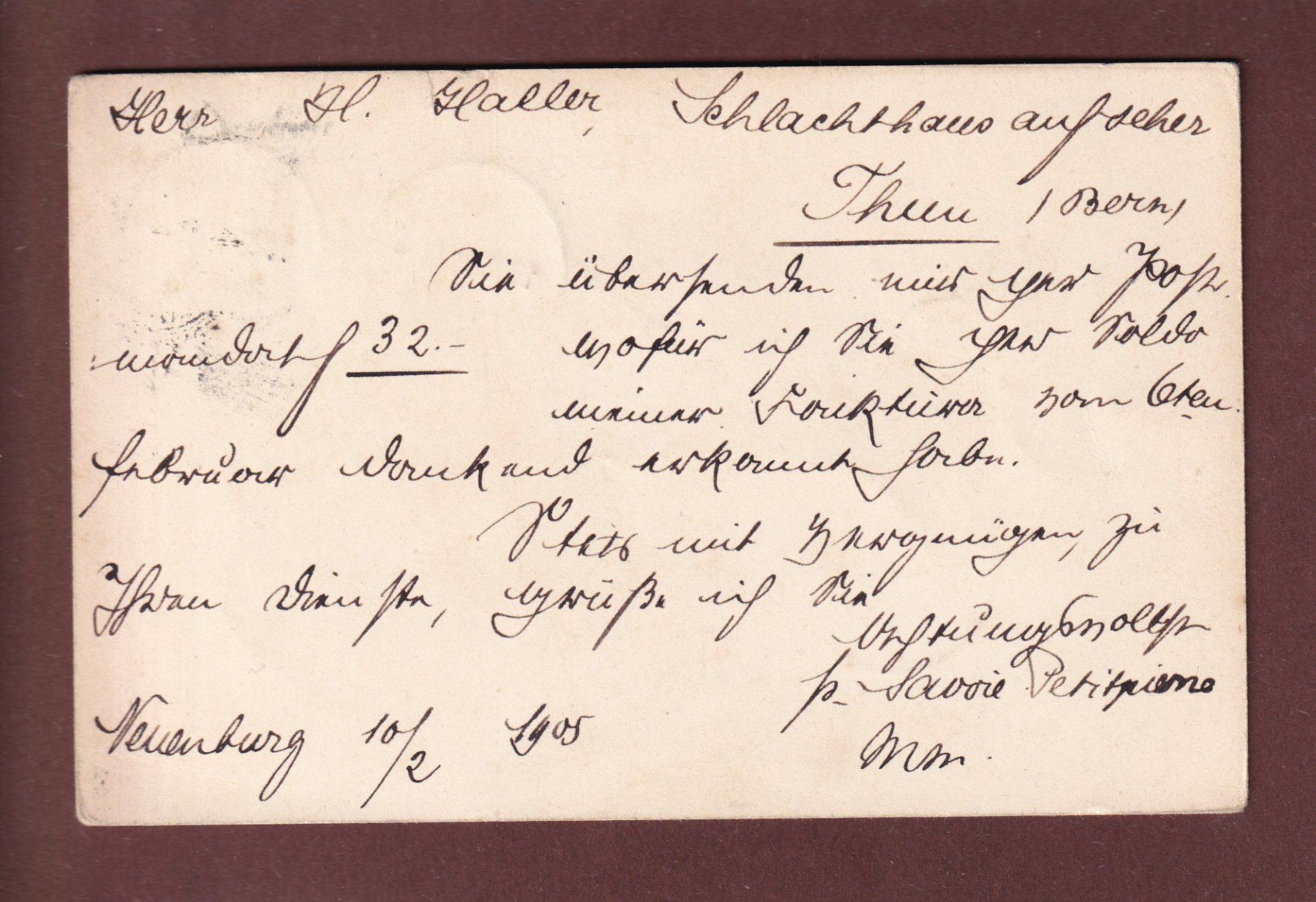 Cartoline postali: NEUCHÂTEL - Savoie-Petitpierre - 1905 – Usato da Pully venduto da nicecards 1