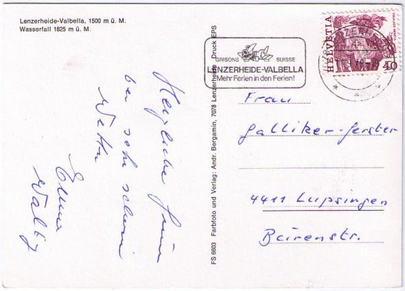 Cartoline postali: Lenzerheide-Valbella - Wasserfall – Usato da Binningen venduto da Mountainrider 1