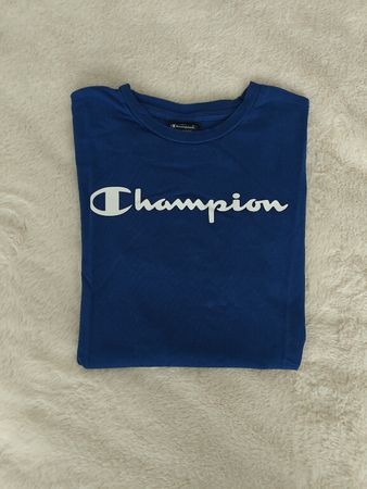Champion T-Shirt blau mit Logo Schriftzug neuwertig Grösse S
