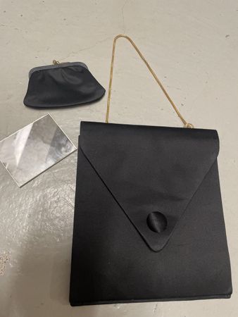 Elegantes Abendtäschli & Portemonnaie Set, Schwarz