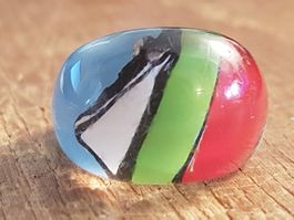 Ring Kunststoff weiss blau grün rot farbig, style Lagenlook