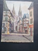 Rue Kéréon QUIMPER FRNKREICH AQUARELL SINIERT
