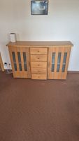 Schrankwand Buffetschrank Holz Geschirr Gläser Vintage Retro