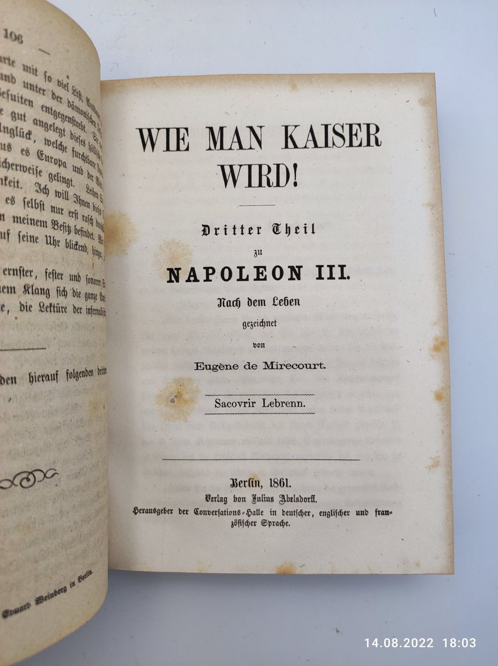 Livres: NAPOLEON III. - BERLIN, 1860. – D'occasion à Goldach par Gaip 2