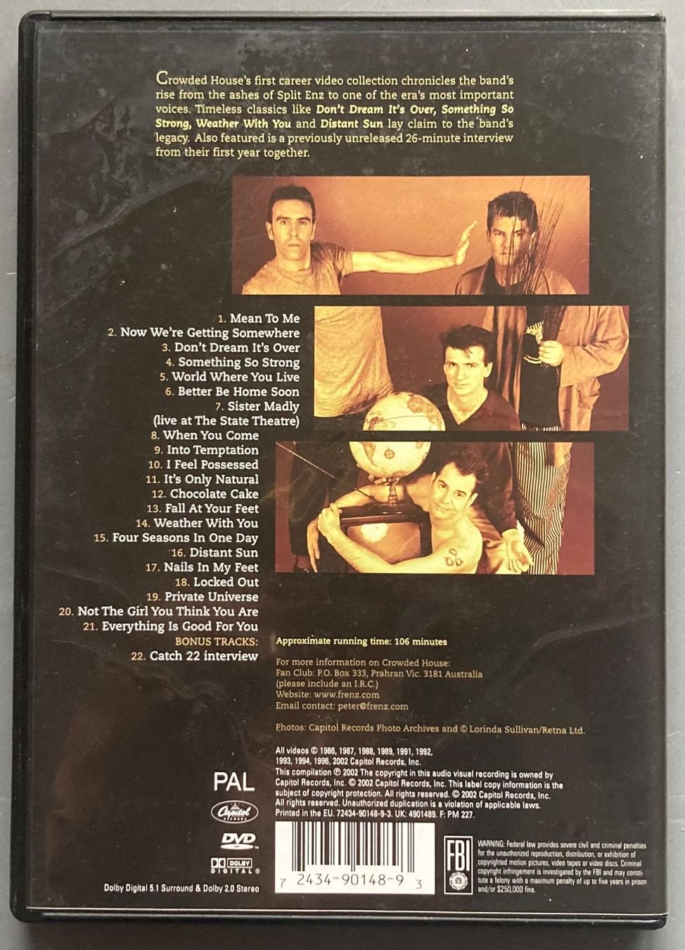 Alle DVDs: CROWDED HOUSE - DREAMING: THE VIDEOS – Gebraucht aus Poliez-Pittet von Newtown-Records 1