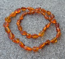 ♥ ELEGANT / KETTE / Baltischer Bernstein / OLIVEN / COGNAC