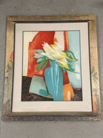 Lithographie Claude Gaveau blau Vase 58/130 