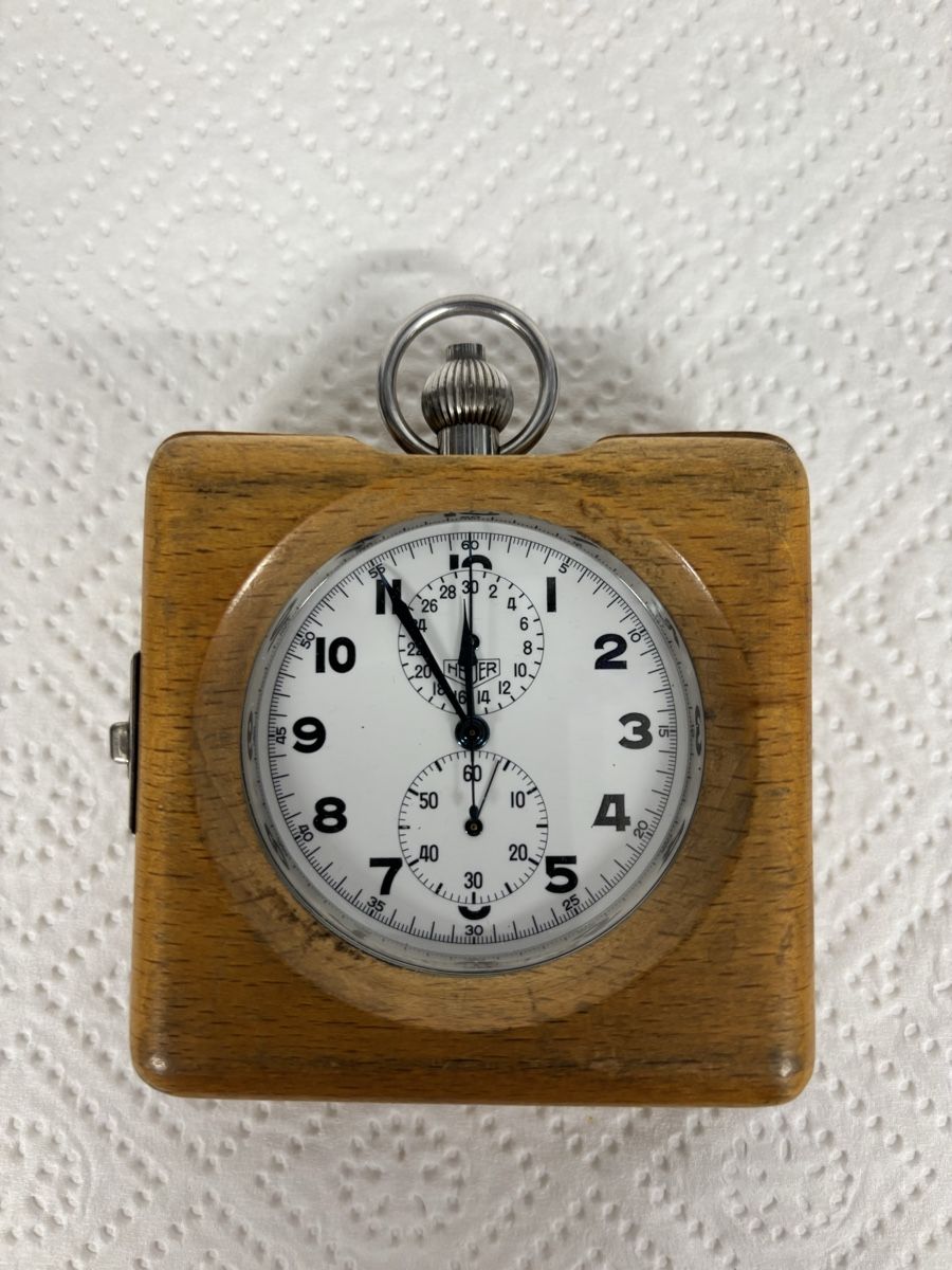 Tag Heuer Orologi: Heuer Taschenuhr Chronograph Schweizer Armee – Usato da Stüsslingen venduto da Natrium