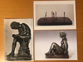 3x Postkarten Skulpturen Figuren