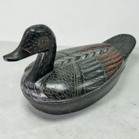 Boîte à bijoux japonaise forme de canard bois sculpté laqué