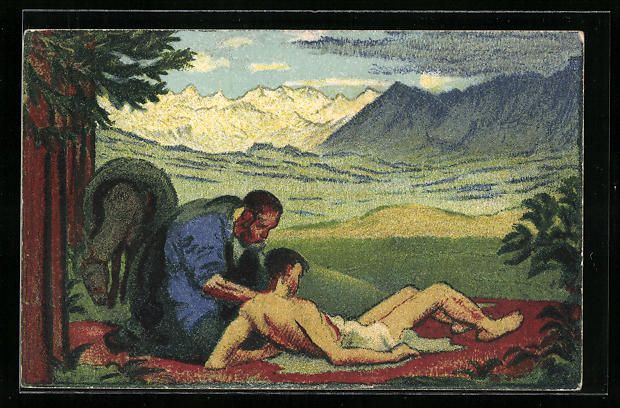Cartes postales: Schweizer Bundesfeier 1917, Mann hilft e – D'occasion à Berlin par bartko-reher
