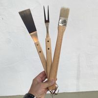 Neues BBQ Grillbesteck 3-teilig mit Holzgriffen