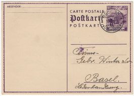 10 Rp. Ganzsachen-Postkarte 1935 von SCHAAN nach BASEL