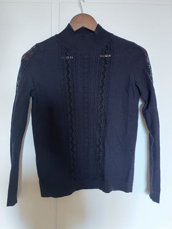 Elegante maglia La Maille Sézane blu XS con dettagli in pizz