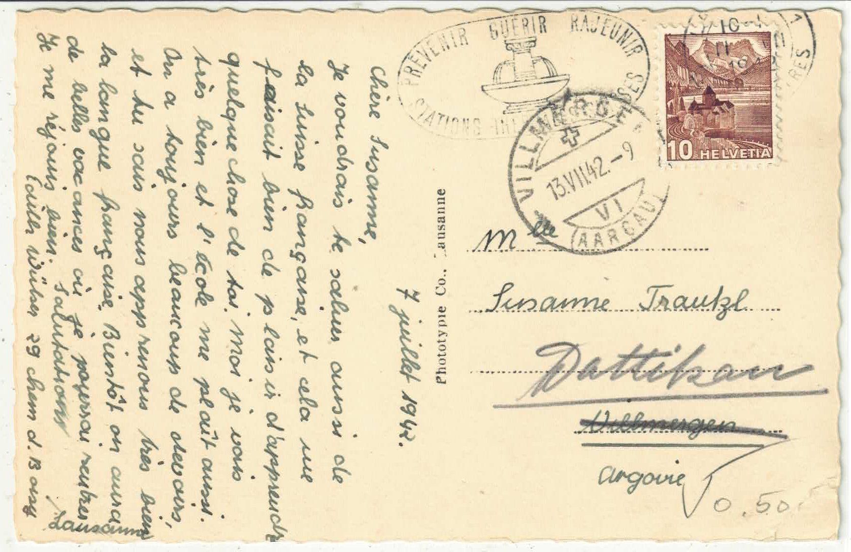 Cartoline postali: Lausanne - Ecole de commerce – Usato da Ettingen venduto da Kartenplanet 1