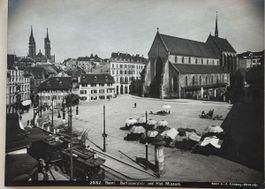 Vintage Photo Wehrli, Basel, Barfüsserplatz, Tram, 16x22 cm