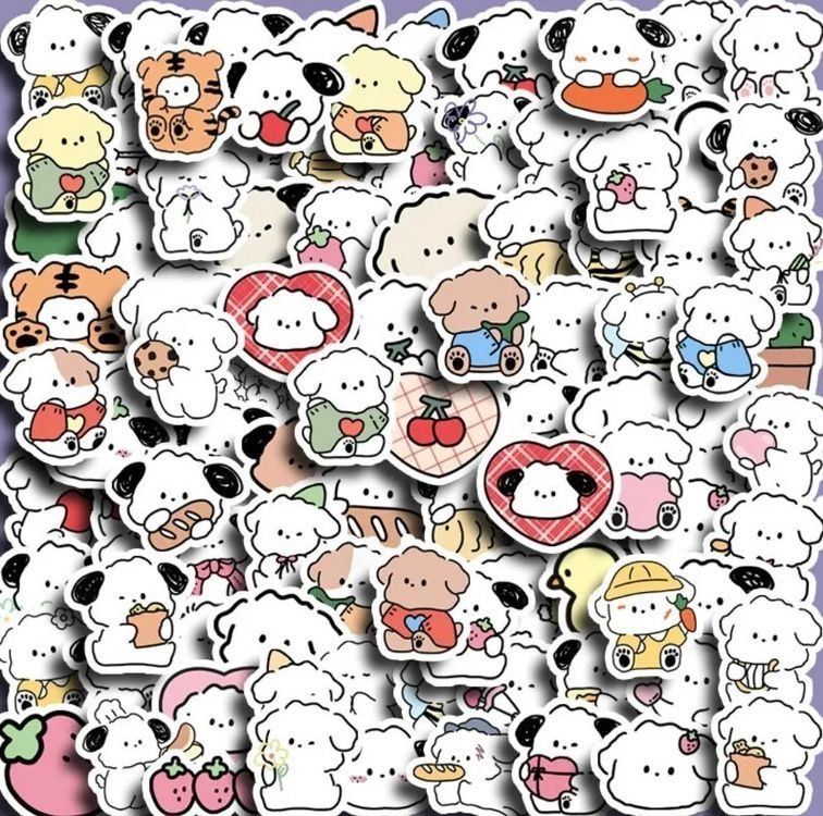 100 Stk. Sticker Aufkleber - Süsse Kleine Hunde (Neu und ...
