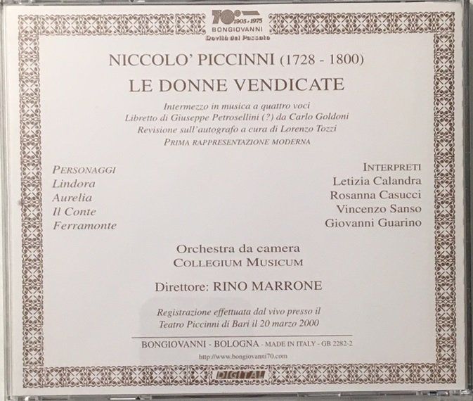 CD: Piccinni - Le donne vendicate – Usato da Grüningen venduto da azulamarillo 1