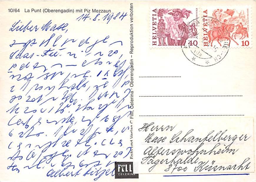Cartoline postali: GR - La Punt – Usato da Ottikon b.Kemptth. venduto da Neptun1974 1