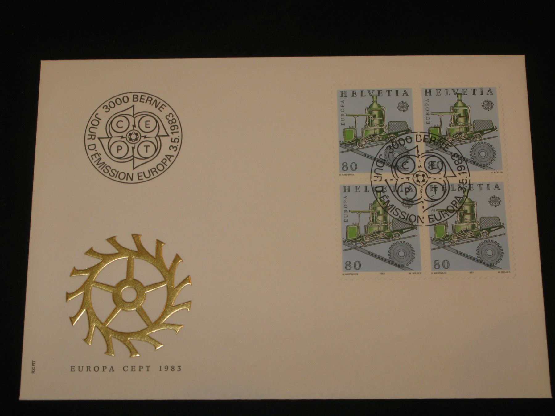Tutti i francobolli: Werbemarken Europa FDC 1983 Nr. 699 4-Block "Dampflock" – Usato da Riken AG venduto da HEROWE