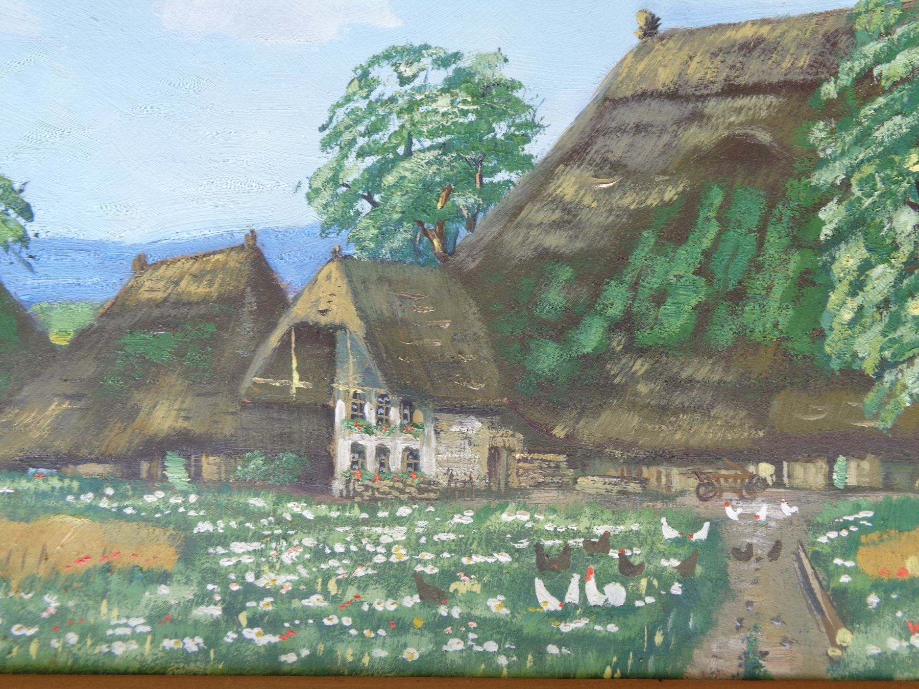 Gemälde: WALTER SCHAUENBERG 1884-1943 STROHDACHHAUS GEMÄLDE – Gebraucht aus Henggart von Pascha22 3